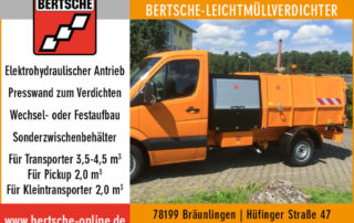 Leichtmüllverdichter; Müllpressaufbau zur Papierkorbentleerung; Kommunaltechnik Bertsche; Kommunalgeräte Bertsche;
